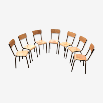 Lot de 7 chaises d'école