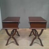 Pair of bedside tables with X-shaped base
