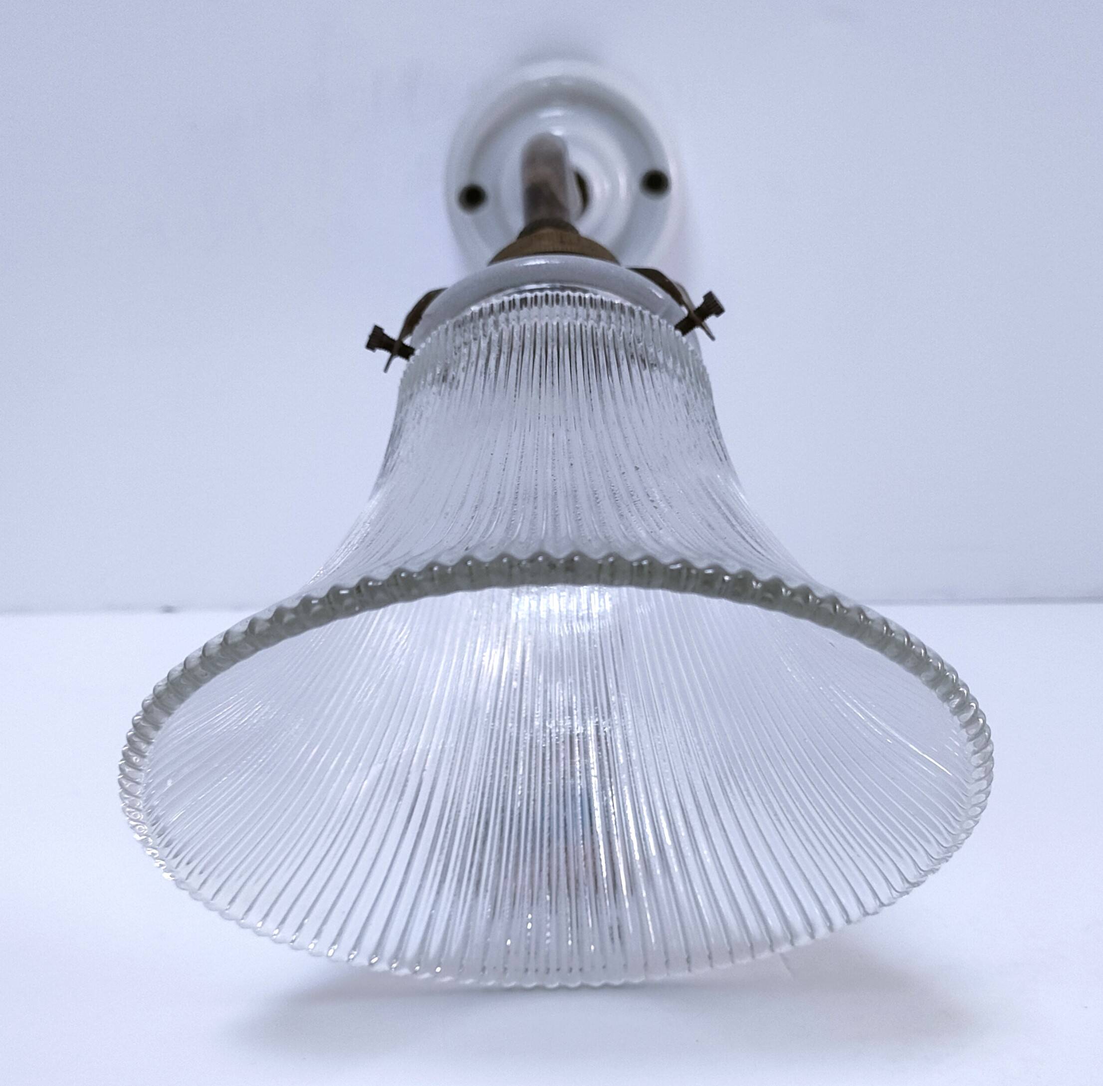 Brass porcelain glass wall light 1900