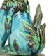 Vintage Chinese Komainu Guardian Lion Foo Dog Blue 19cm