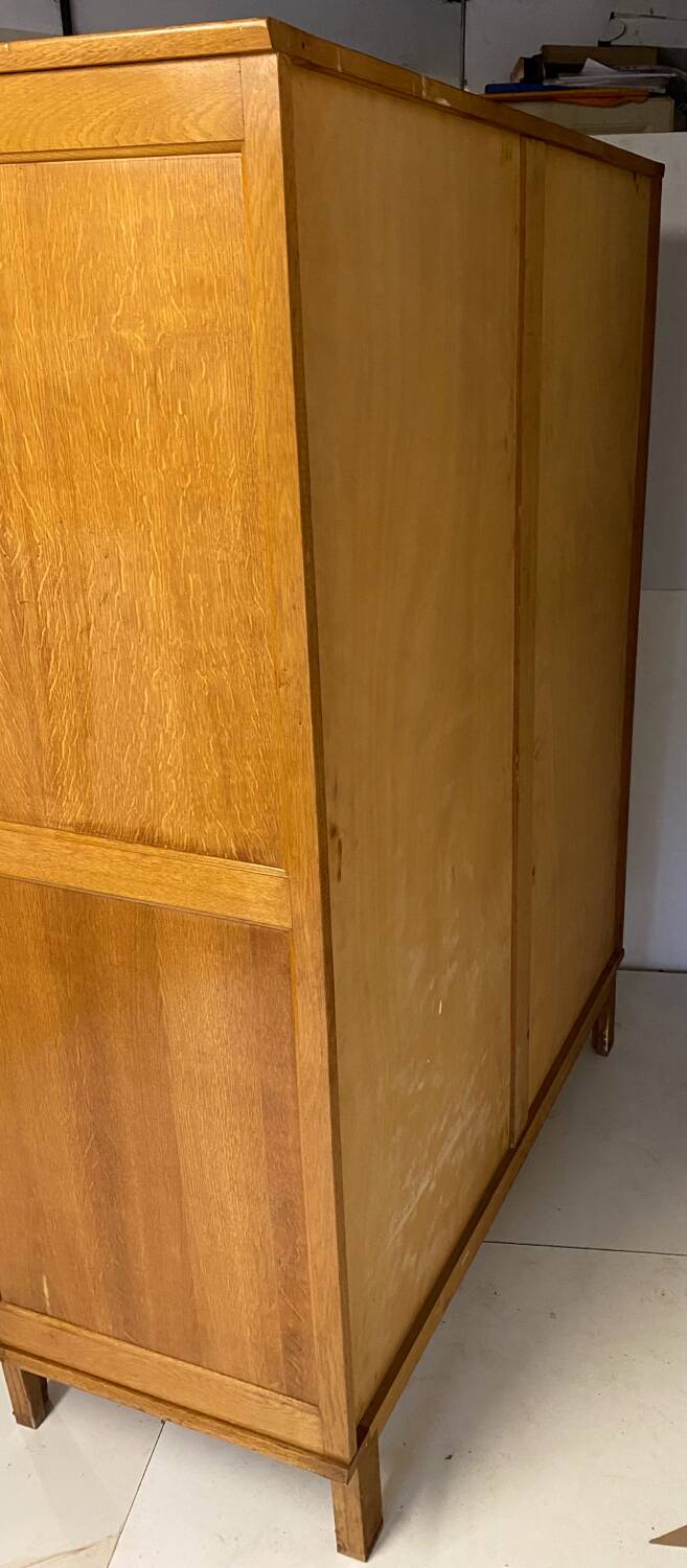 Vintage wardrobe with compass feet, sliding doors