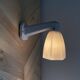 Swan neck wall lamp in porcelain ceramic and tulip in white opaline glass