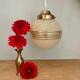 Vintage art deco globe pendant lamp in yellow and gold granite glass