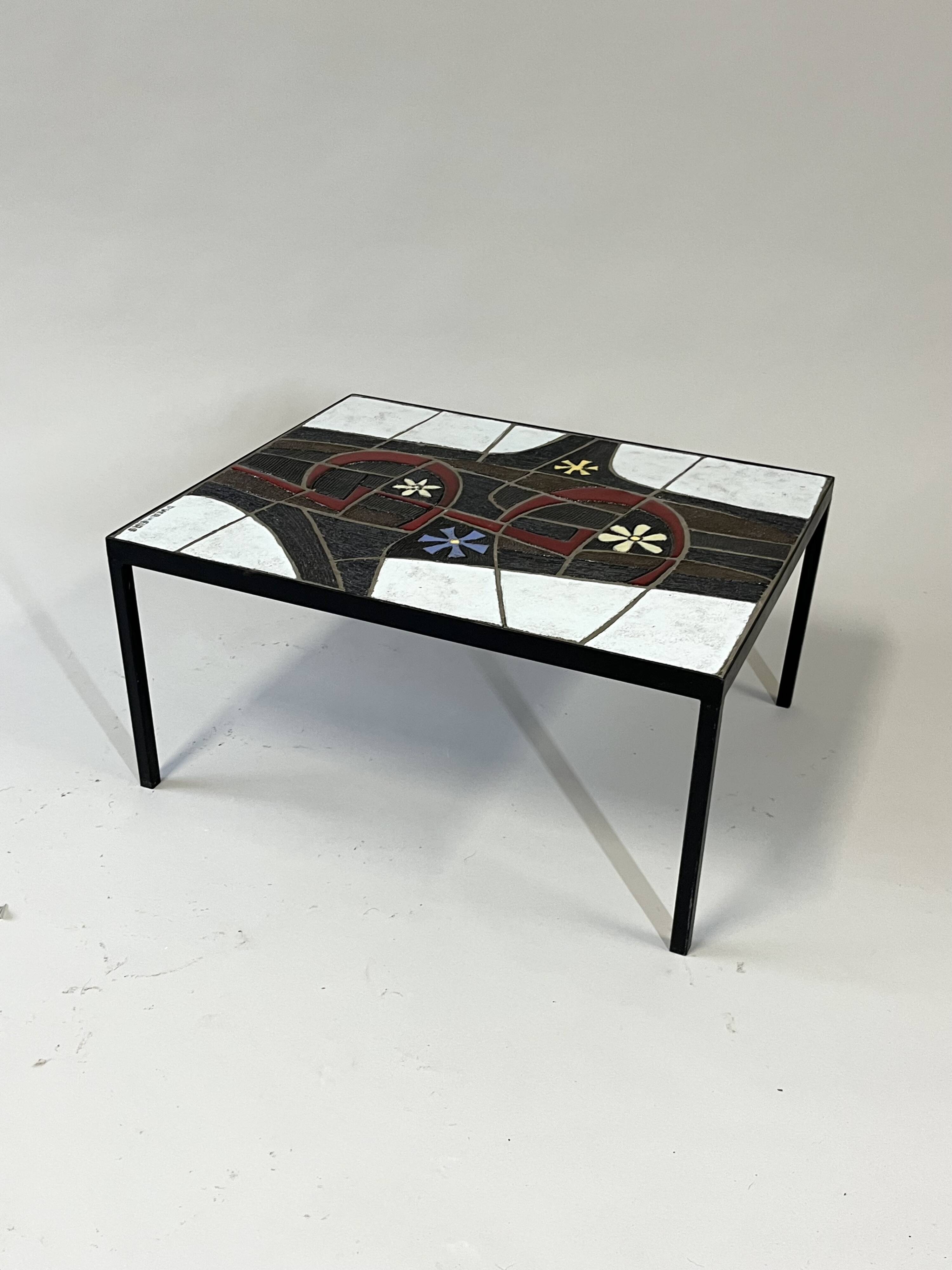 Table d'appoint en céramique par Paul Vermeire pour Perignem, années 1960.
