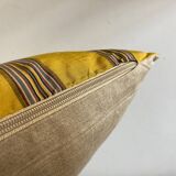 Silk canvas cushion Nobilis old raw linen back
