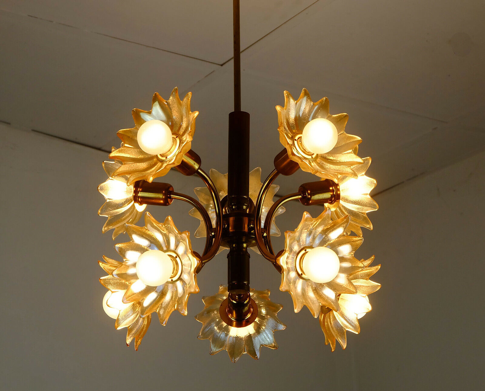 Glass flowers chandelier, 1970