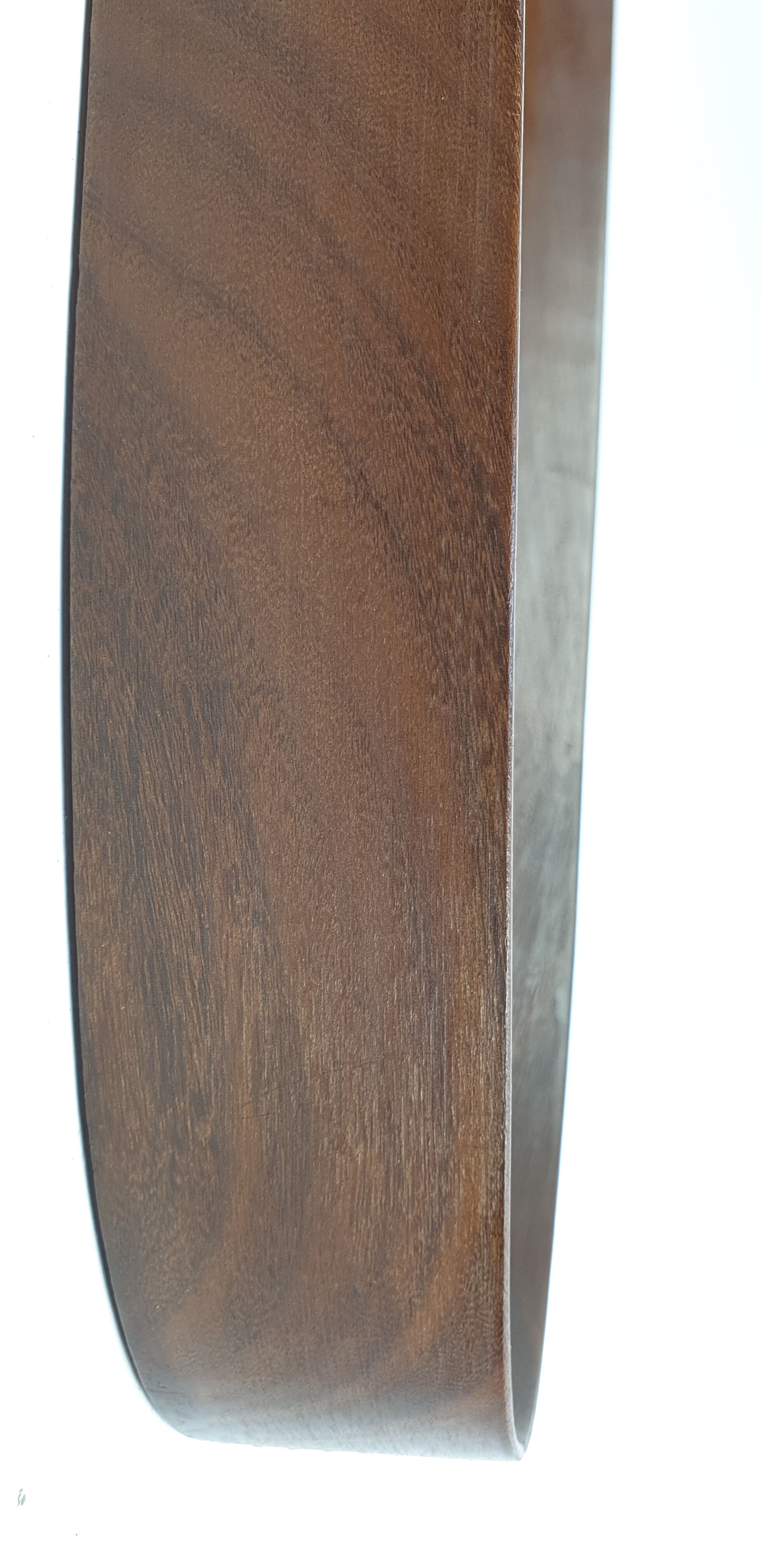 Italian Oval Teak Mirror 1950s 32x103cm