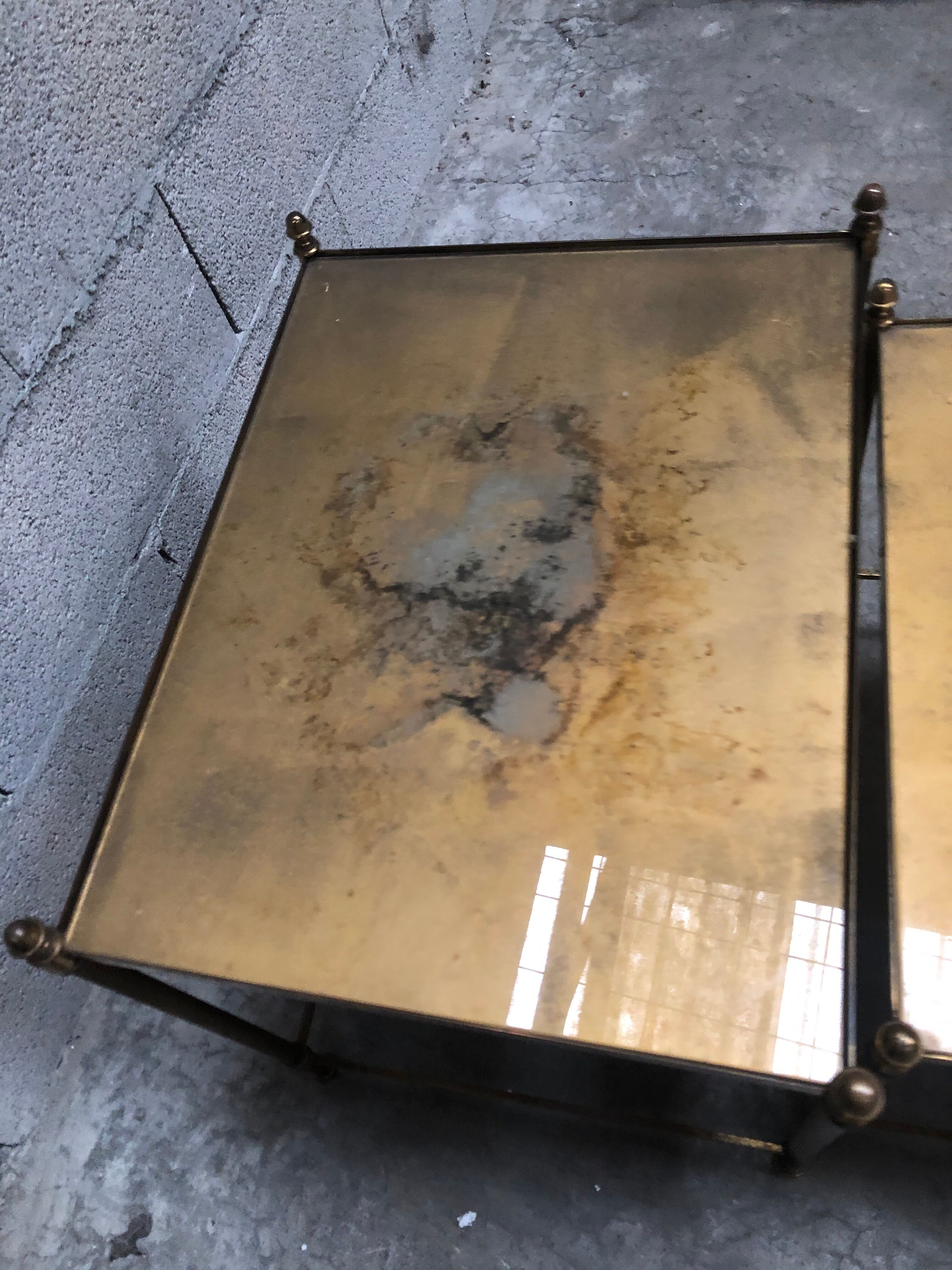 Ensemble de 3 tables gigognes dorée vintage des années 70