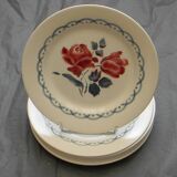 6 assiettes plates en faïence Digoin Sarreguemines, modèle Cannes