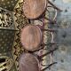 3 curved wooden bar stools