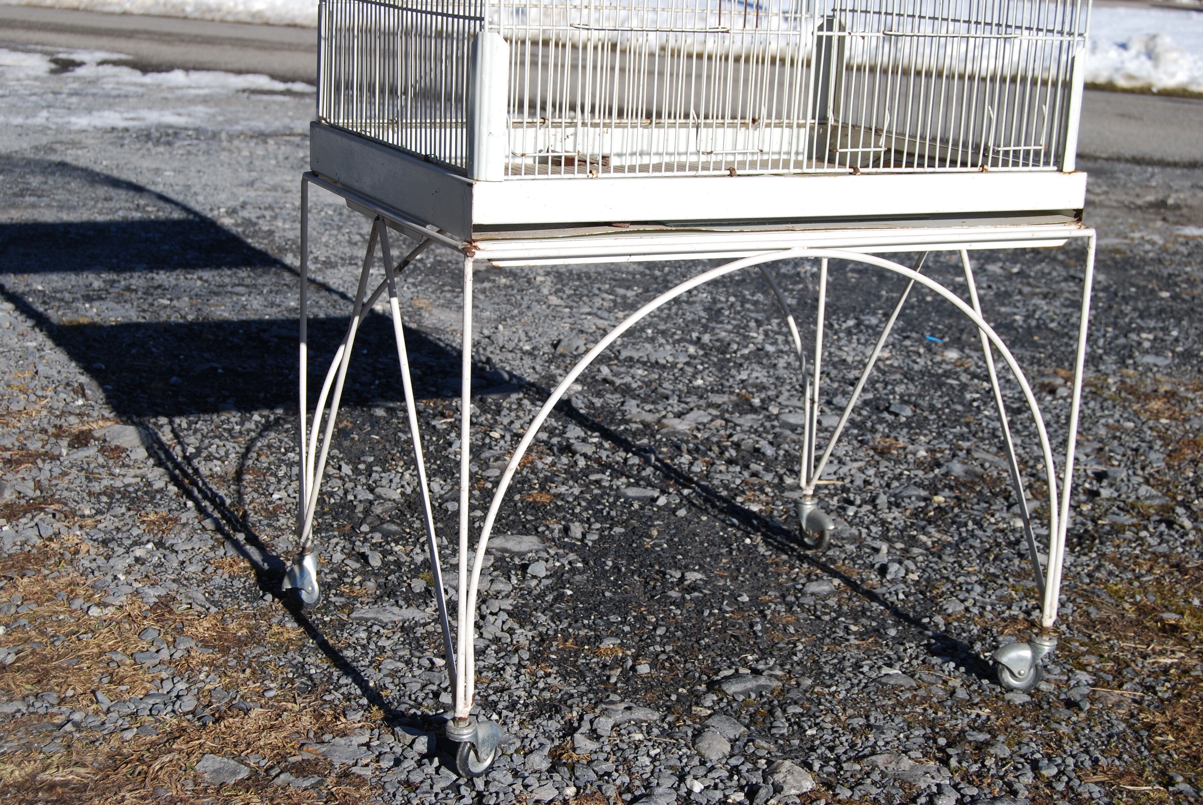 Vintage aviary, foot cage on wheels 147x67x49cm.