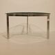 Table basse en verre et acier nickelé - Années 50/60