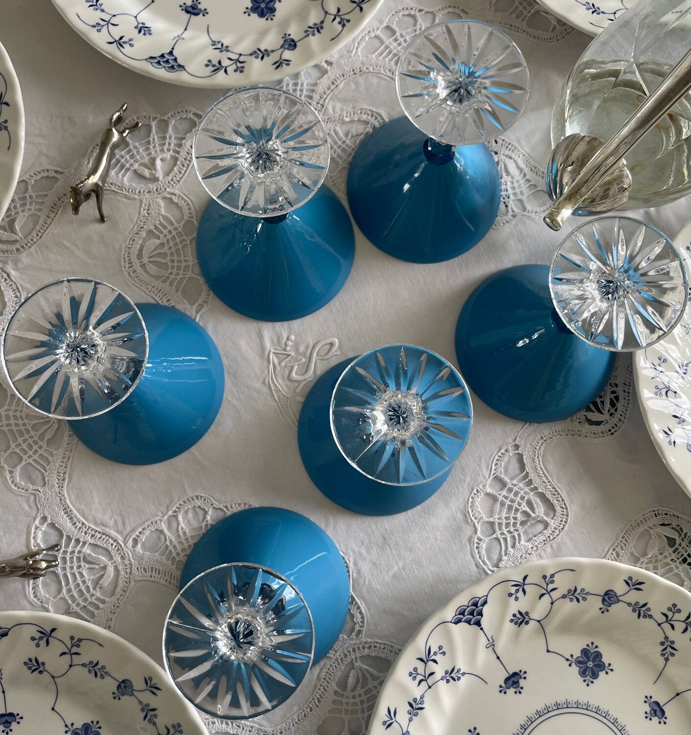 6 crystal cocktail glasses