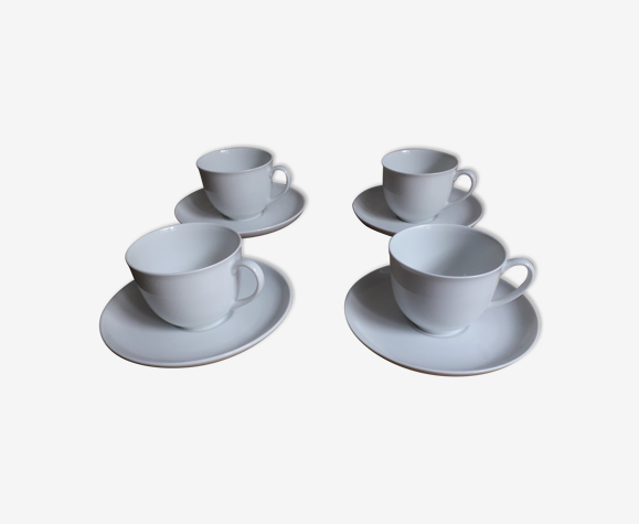 Ensemble de 4 tasses et sous-tasses en porcelaine blanche Arzberg made in Germany
