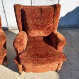 pair of 1950s chesterfield armchairs with original fabric
