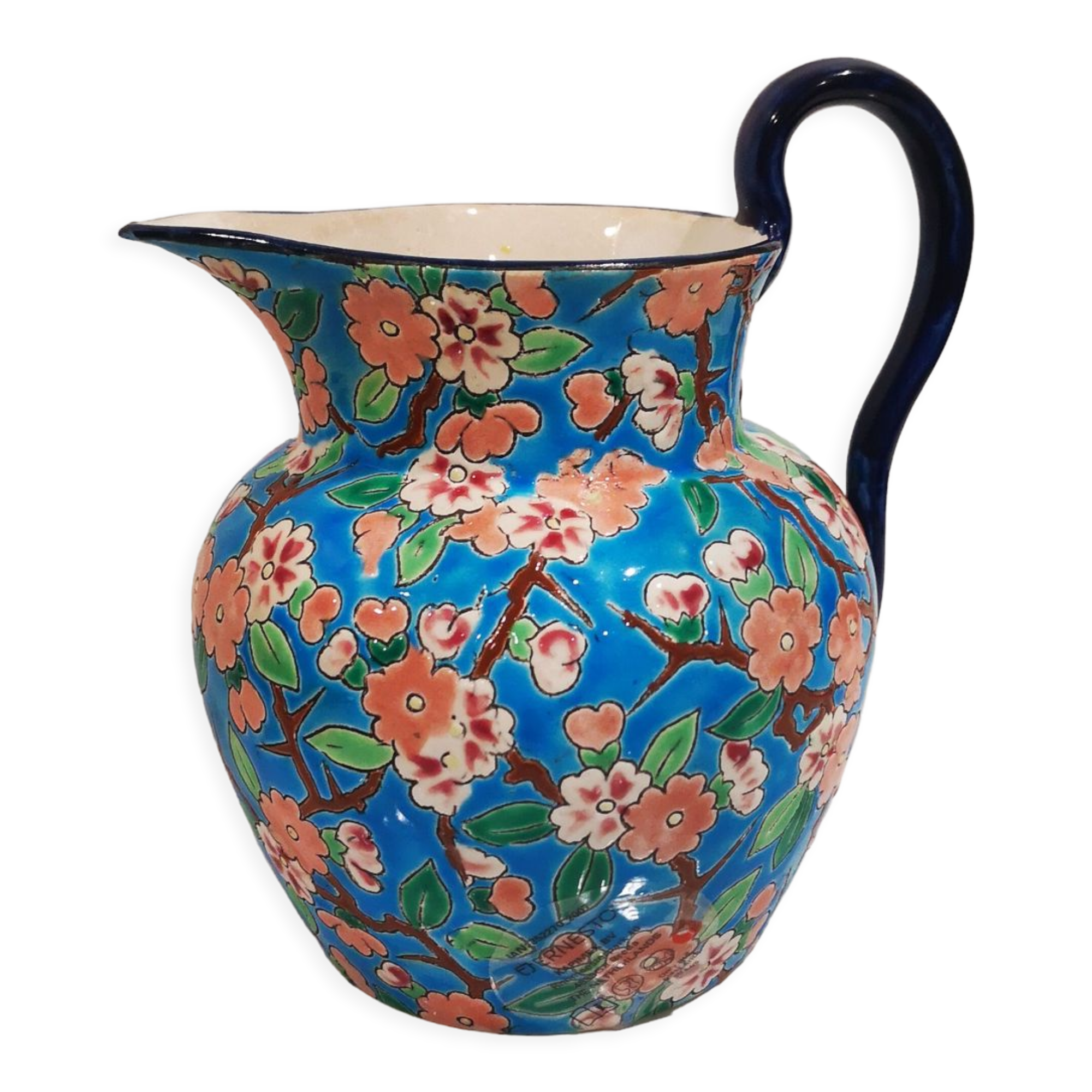 Longwy  pitcher decorated with cloisonné enamels - signed