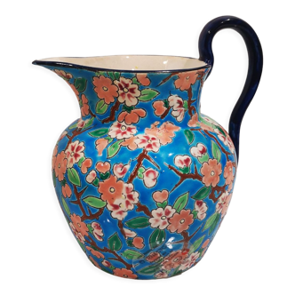 Pichet Longwy à décors d'émaux cloisonnés - signé
