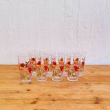 Set of 8 vintage bird pattern orangeade glasses