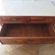 Louis Philippe style chest of drawers with 4 drawers in solid walnut and marble, 1900-1950.