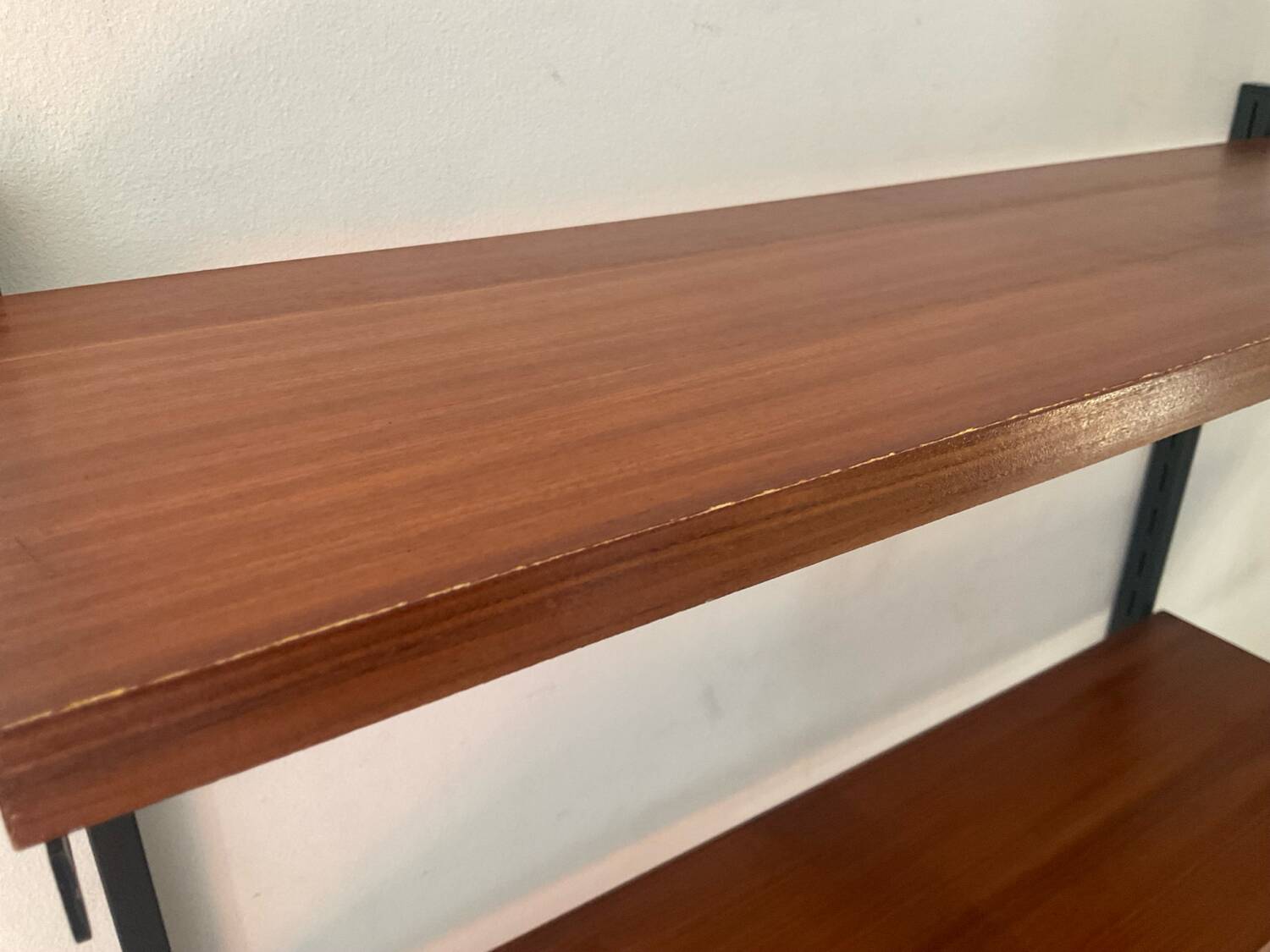 Scandinavian shelf in teak and metal, 1960s-70s.