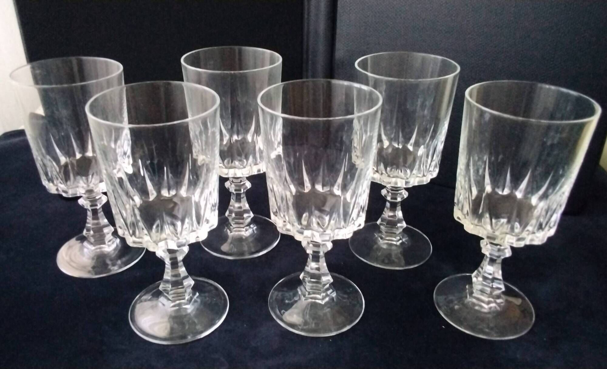 6 water glasses or large wine glasses Crystal d'Arques Model Louvre