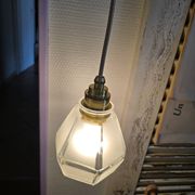 Frosted glass hexagonal suspension globe Art Deco