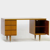 Mid century modern writing desk on beautiful stylish wooden legs, 1960s.