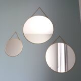 3 miroirs ronds métal doré, diametre 35, 30 et 20 cm