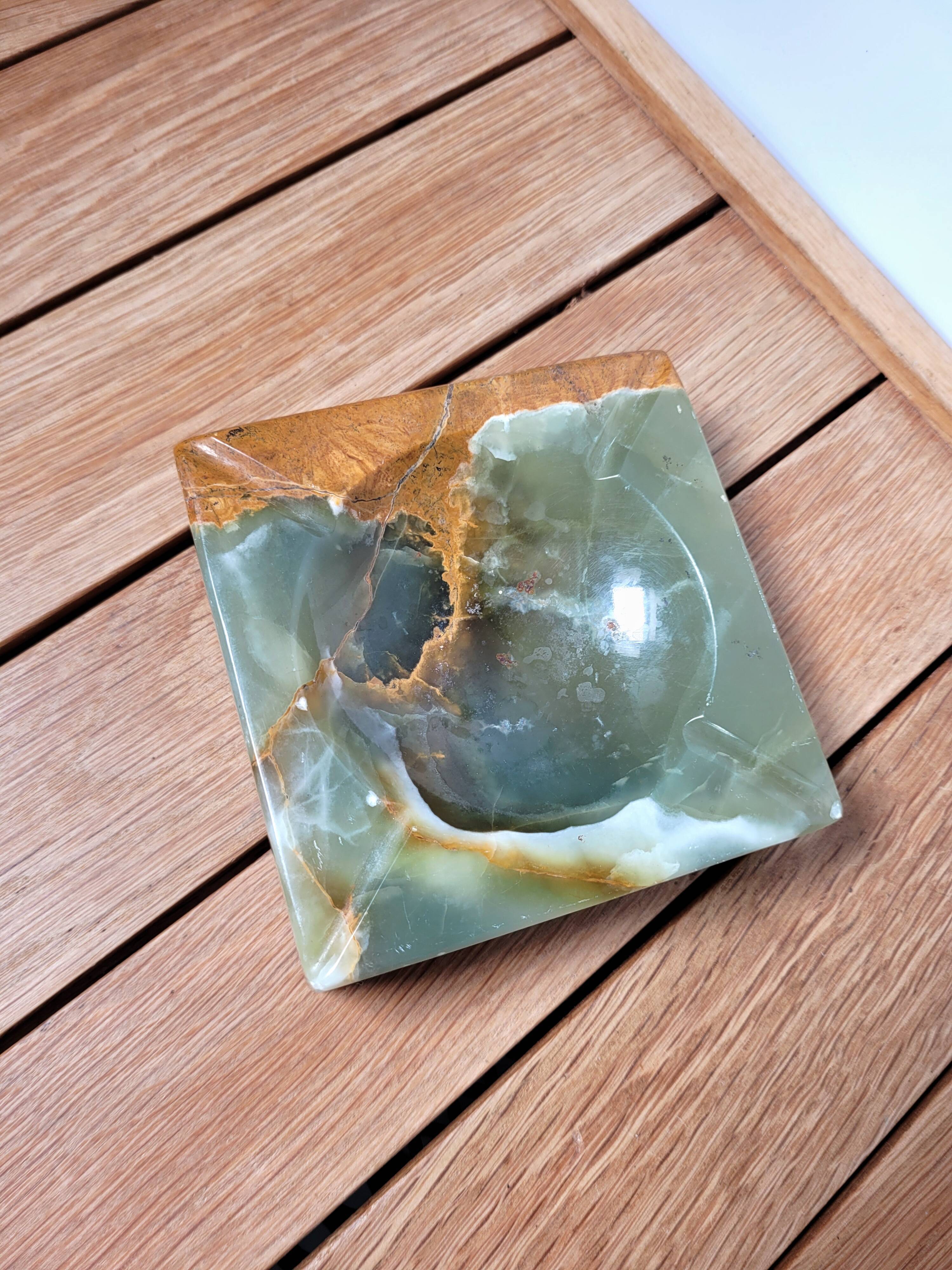 Marbled onyx stone ashtray