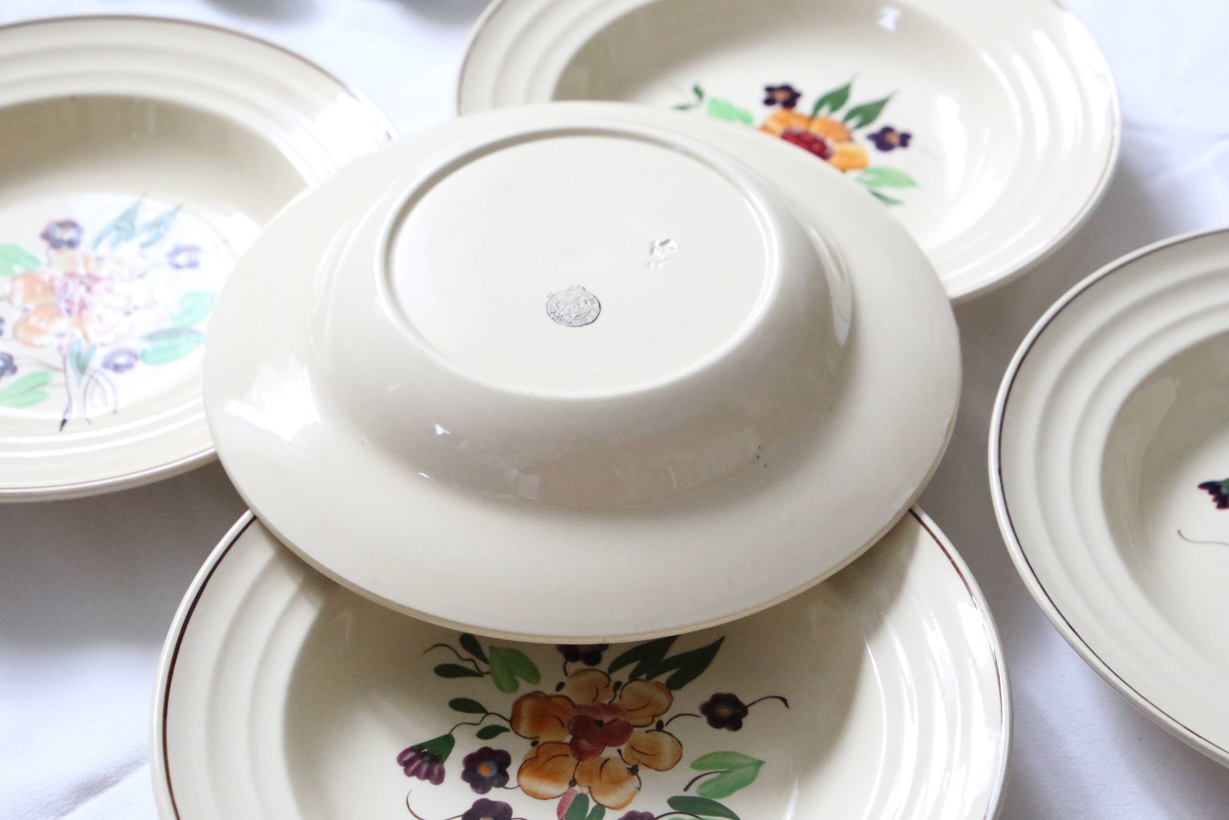 Set of 5 hollow plates Boch La Louvière, vintage