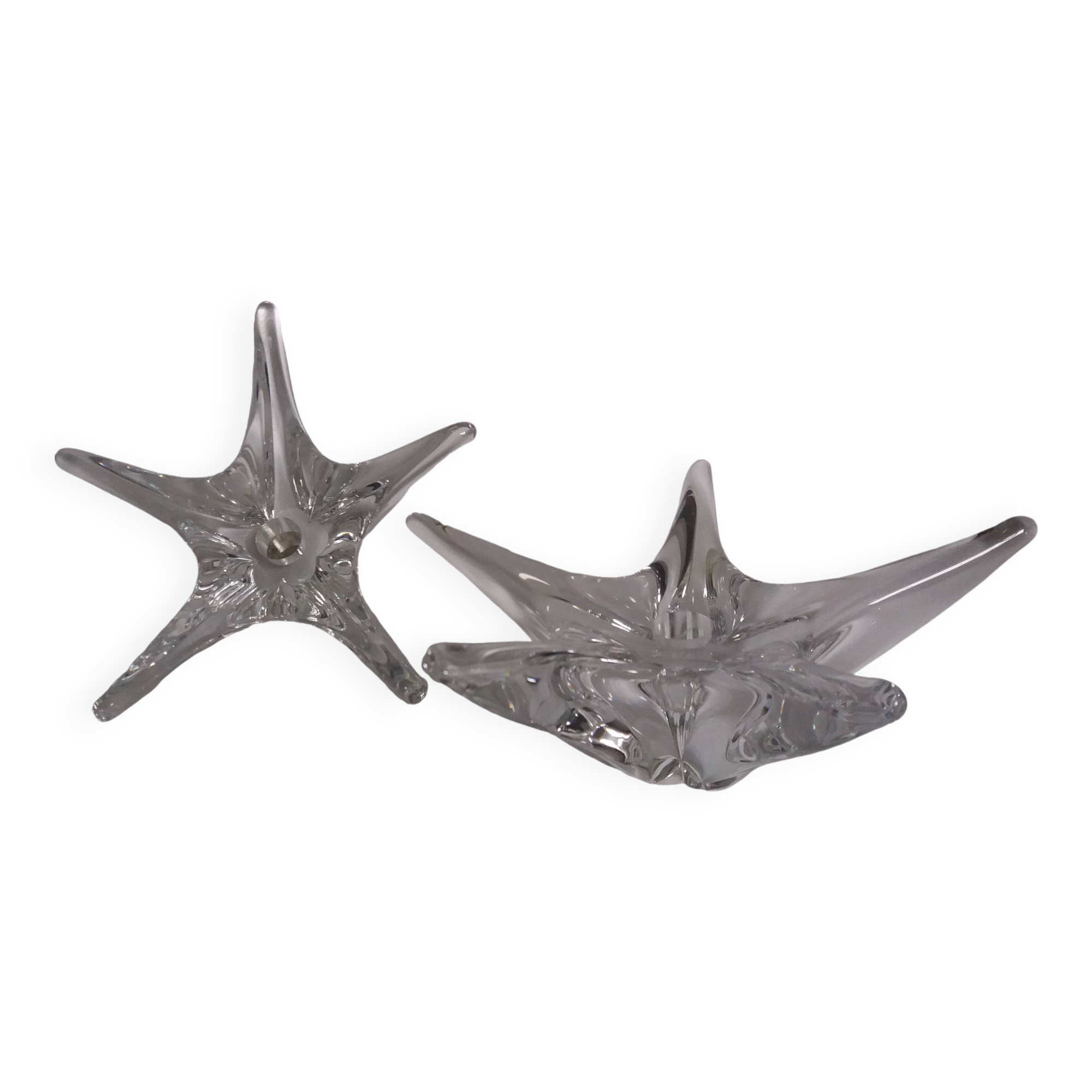 Daum France starfish crystal candlesticks