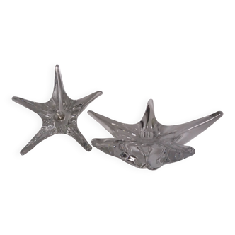 Daum France starfish crystal candlesticks