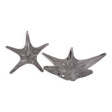 Bougeoirs cristal Daum France étoile de mer