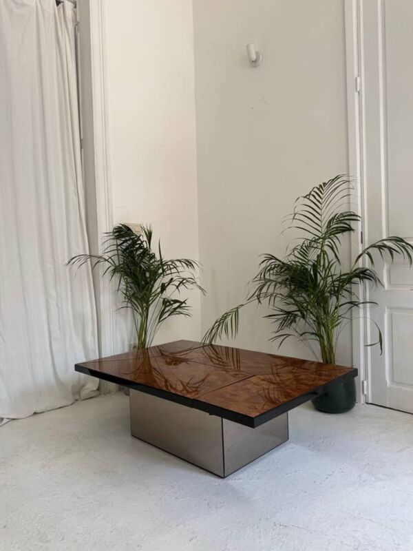 Table basse vintage Roche Bobois par Paul Michel (1970) - orme