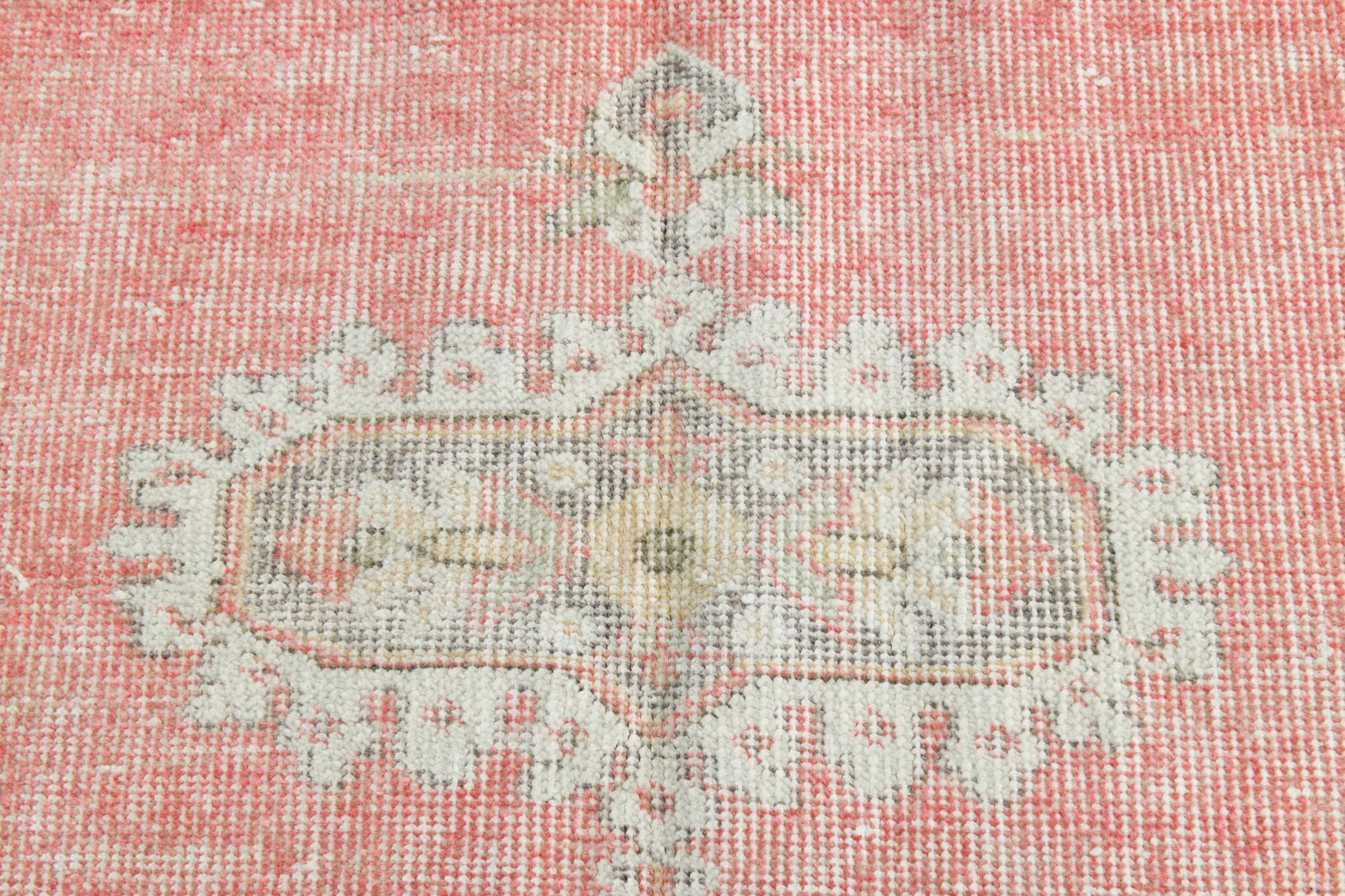 7x10 Vintage Soft Red & Beige Vintage Oushak Area Rug, 207x310 Cm