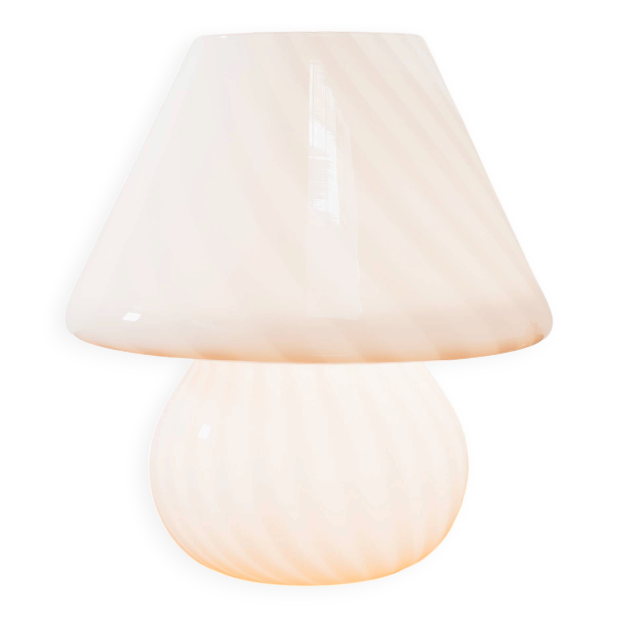 Grande Lampada Da Tavolo Murano Mushroom Rose 1970’s Design Pink Shade