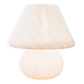 Grande Lampada Da Tavolo Murano Mushroom Rose 1970’s Design Pink Shade