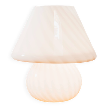 Grande Lampada Da Tavolo Murano Mushroom Rose 1970’s Design Pink Shade