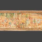 Painted canvas, hunting scene from 1904