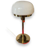 Midcentury desk lamp in opaline glass and gilded metal