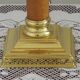 Tall French Mid Century Table Lamp Square Base With Beige and Gold Shade