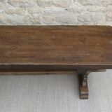 Ancient solid wooden monastery bench, 180 cm length