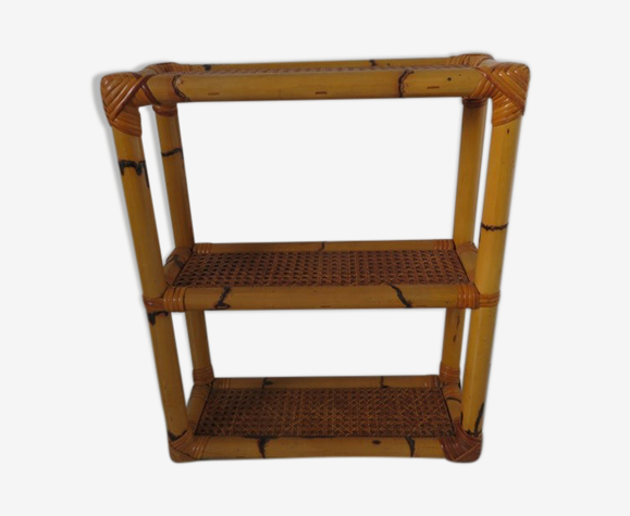 Etagère en cannage rotin et bambou années 60 70