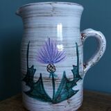 Decorative pitcher with thistle by Etienne Daniel, Vallauris