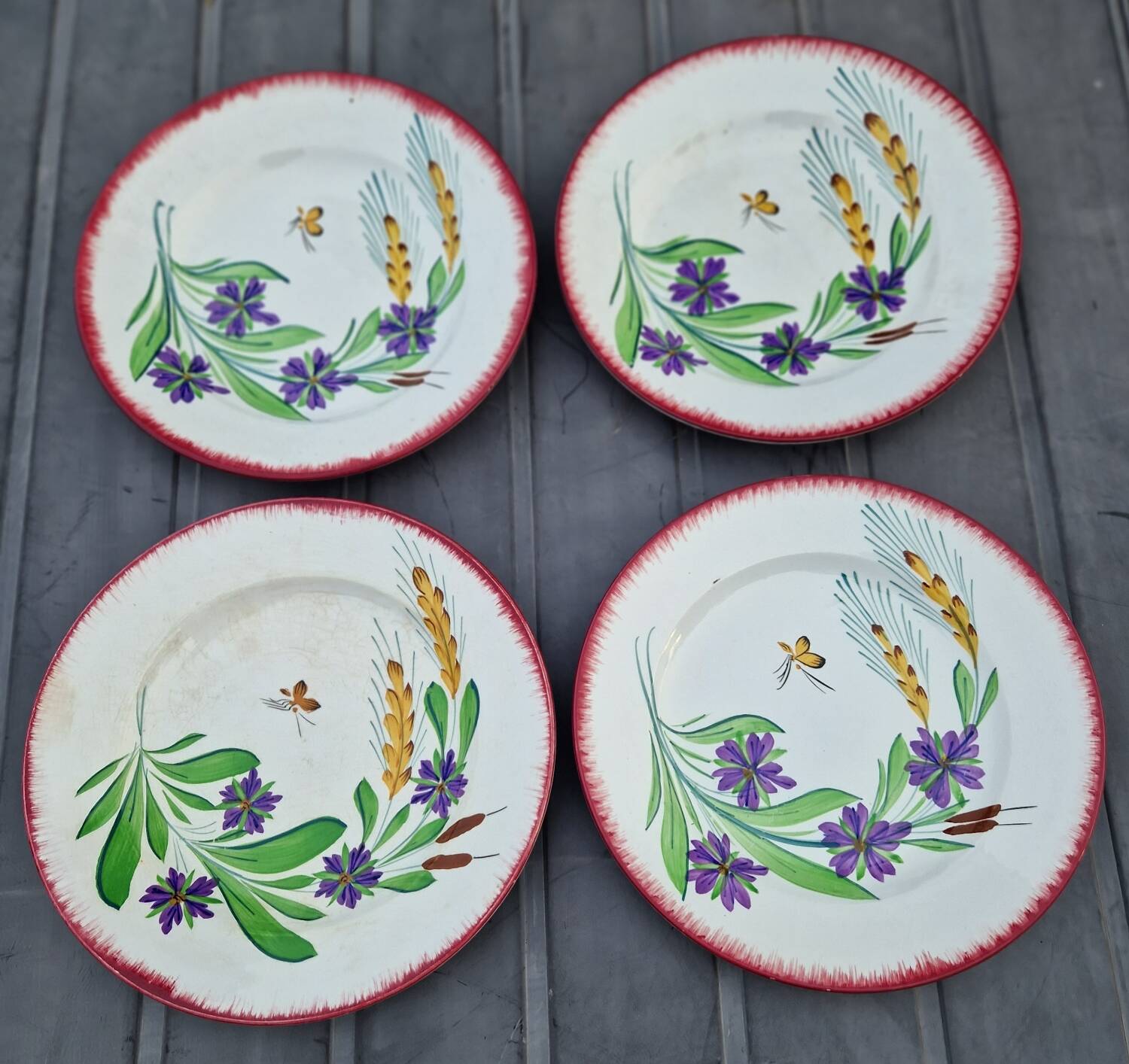 4 old plates 1900 Sarreguemines