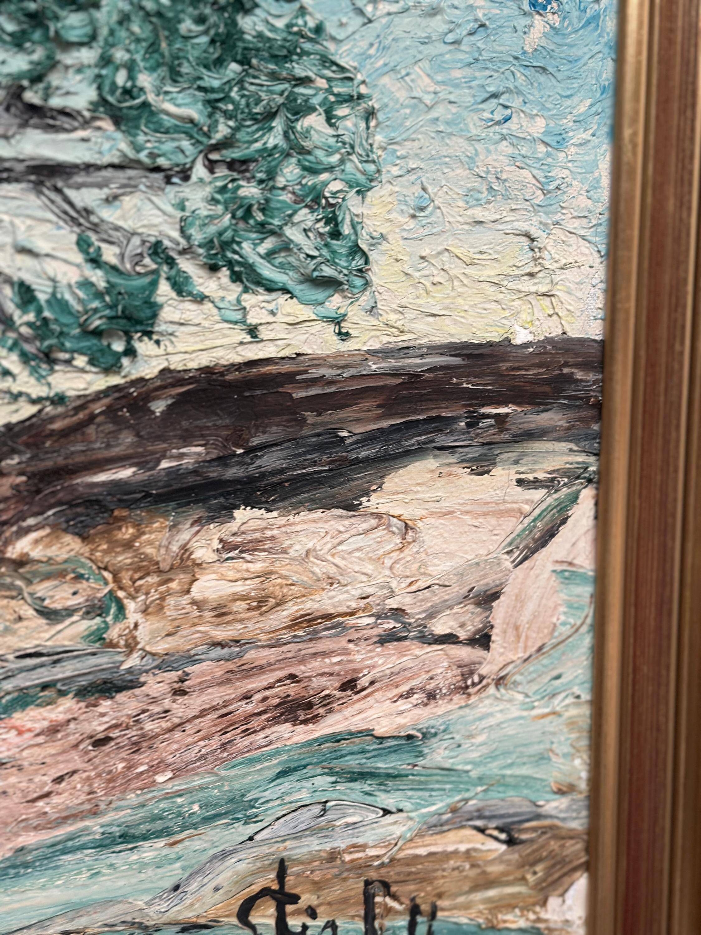 Original Swedish Oil On Canvas – “Tree” By Stig Allan – Vintage & Framed – 74 × 62 Cm