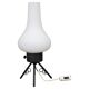 1960s Czech mid-century table lamp with sculptural glass shade and metal tripod