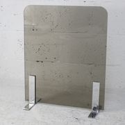 Saint-gobain firewall, chromed steel and smoked glass, france, circa 1970