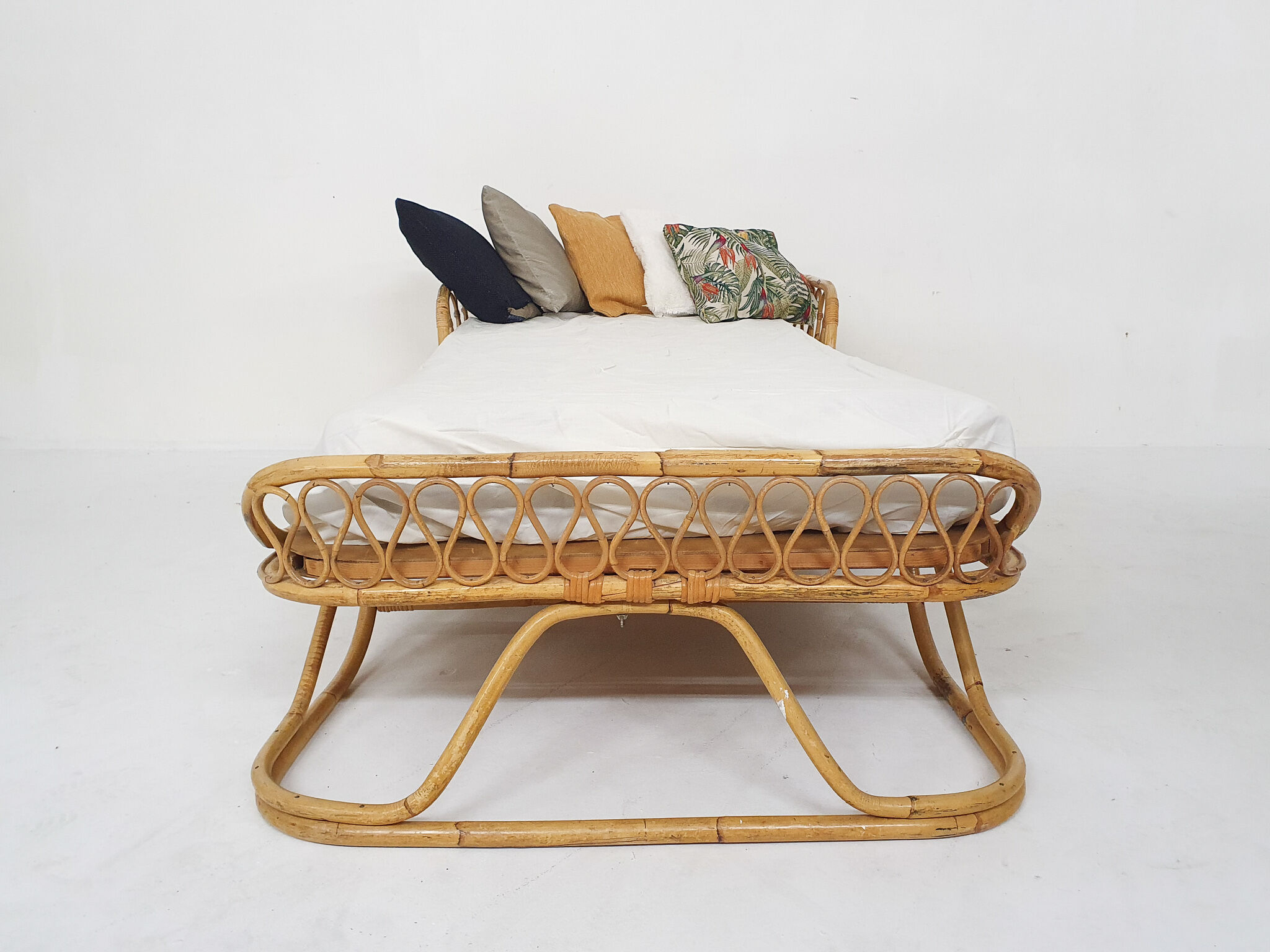 Vintage rattan daybed, The Netherlands 1960's