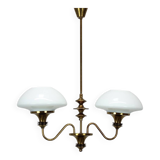 Mid-Century Brass Chandelier, Czechoslovakia, 1970s, Made in Jablonec Glass